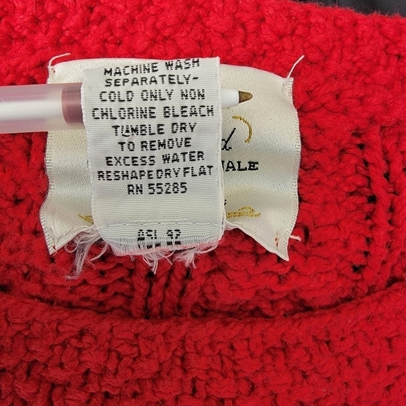 Express XS Red Sweater Hand Knitted Chunky Knit Oversized VTG Vintage - Picture 7 of 7